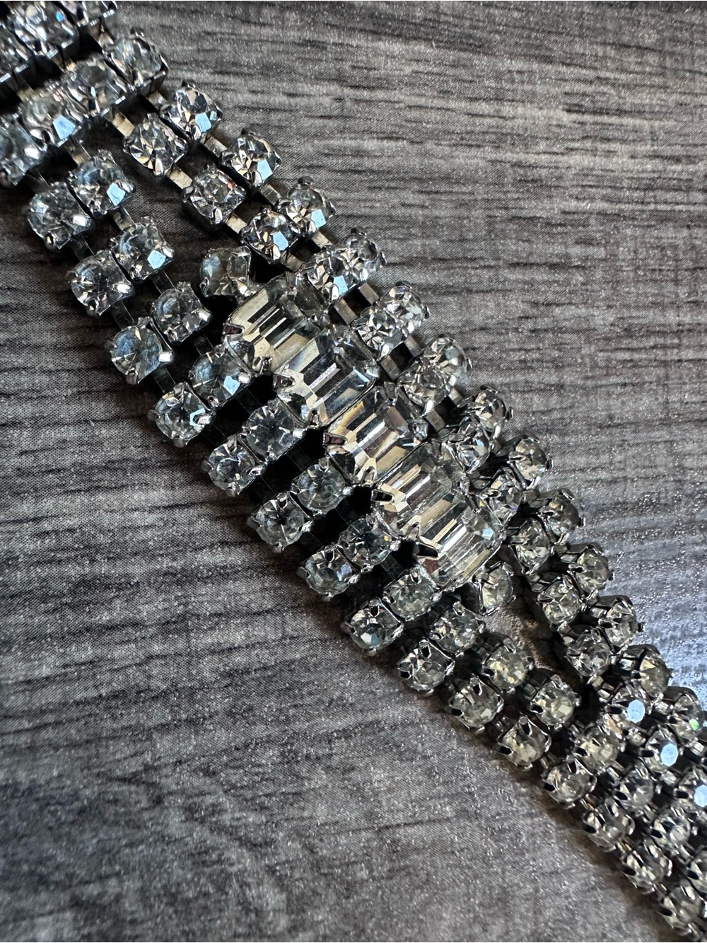 1960s HOLLYWOOD GLAM MULTI ROW PRONG SET WIDE WEDDING TENNIS BRACELET (EUC)